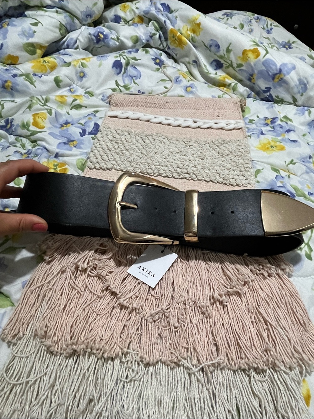 AKIRA Black Belt with Gold-Tone Buckle